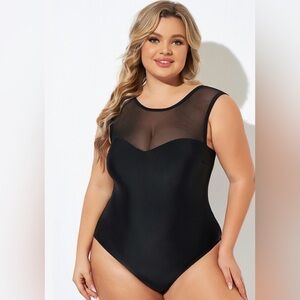 MEET.CURVE Black Mesh Black Swimsuit - NWT